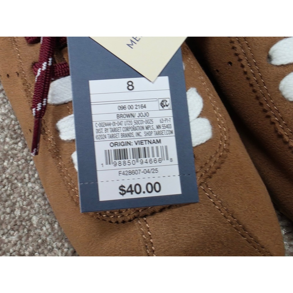 Universal Thread Jojo Brown Faux Suede Memory Foam Sneakers Womens 8 New - Picture 2 of 6